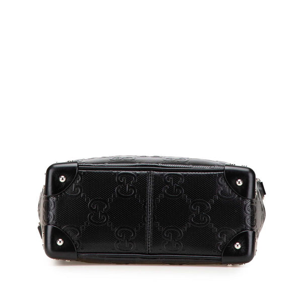 グッチ GGエンボス 斜め掛け ショルダーバッグ 626363 ブラック レザー レディース GUCCI 【中古】