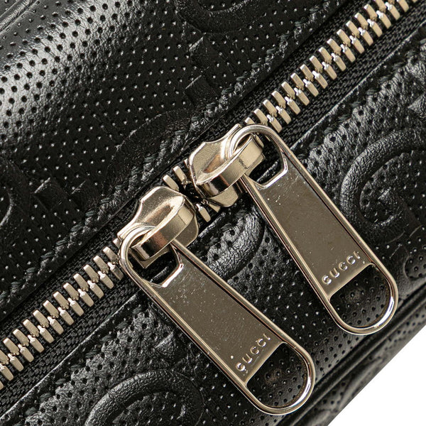 グッチ GGエンボス 斜め掛け ショルダーバッグ 626363 ブラック レザー レディース GUCCI 【中古】