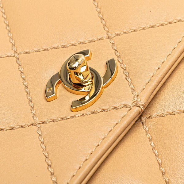 シャネル ワイルドステッチ ココマーク チェーン ショルダーバッグ ベージュ カーフスキン レディース CHANEL 【中古】