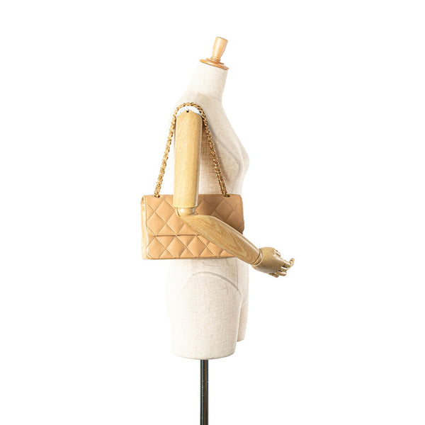 シャネル ワイルドステッチ ココマーク チェーン ショルダーバッグ ベージュ カーフスキン レディース CHANEL 【中古】
