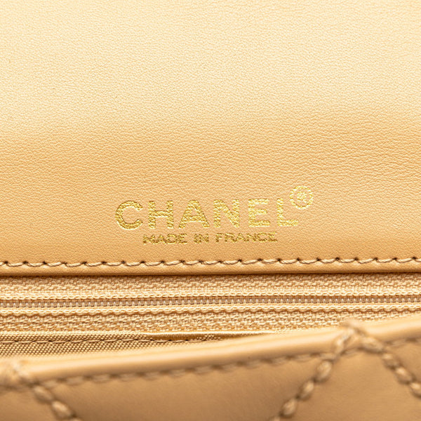 シャネル ワイルドステッチ ココマーク チェーン ショルダーバッグ ベージュ カーフスキン レディース CHANEL 【中古】