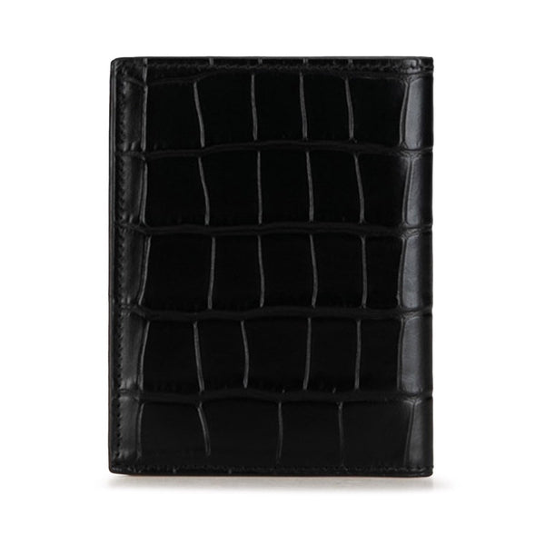 バレンシアガ CASH VERTICAL BIFOLD WALLET 二つ折り財布 コンパクトウォレット クロコ型押し 681579 ブラック レザー レディース BALENCIAGA 【中古】