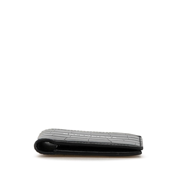 バレンシアガ CASH VERTICAL BIFOLD WALLET 二つ折り財布 コンパクトウォレット クロコ型押し 681579 ブラック レザー レディース BALENCIAGA 【中古】