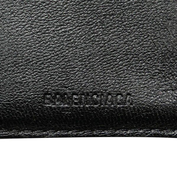 バレンシアガ CASH VERTICAL BIFOLD WALLET 二つ折り財布 コンパクトウォレット クロコ型押し 681579 ブラック レザー レディース BALENCIAGA 【中古】