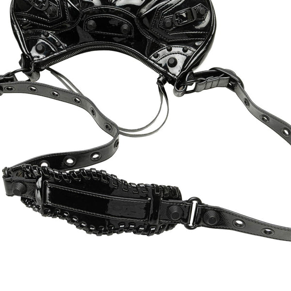 バレンシアガ ルカゴールXS 斜め掛け ショルダーバッグ 671309 ブラック パテントレザー レディース BALENCIAGA 【中古】