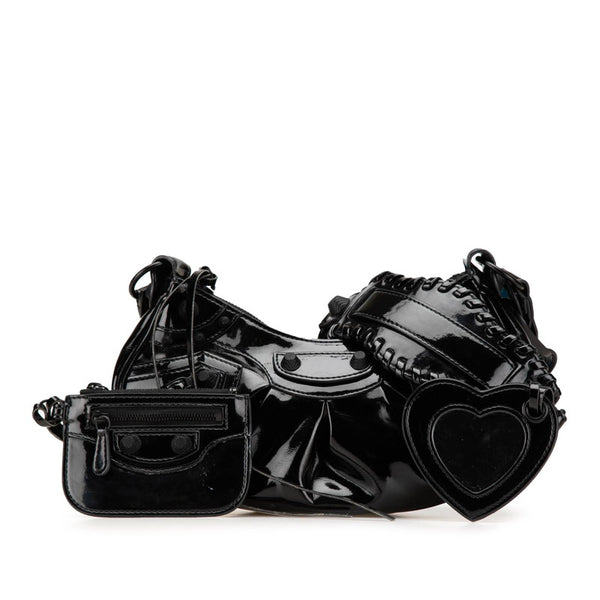 バレンシアガ ルカゴールXS 斜め掛け ショルダーバッグ 671309 ブラック パテントレザー レディース BALENCIAGA 【中古】