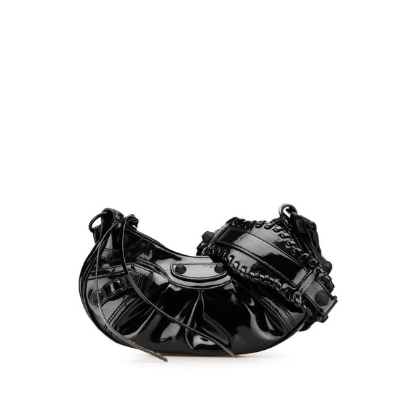 バレンシアガ ルカゴールXS 斜め掛け ショルダーバッグ 671309 ブラック パテントレザー レディース BALENCIAGA 【中古】