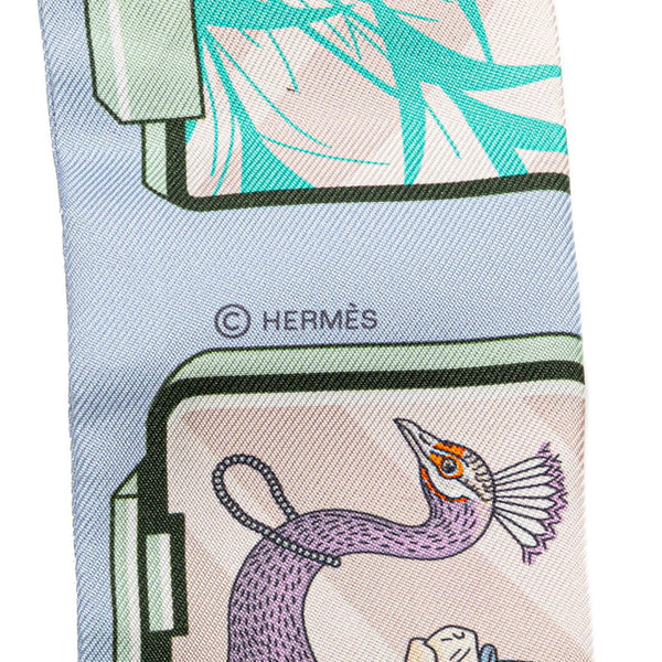 エルメス ツイリー HERMES STORY エルメス ストーリー スカーフ ライトブルー ピンク マルチカラー シルク レディース HERMES 【中古】