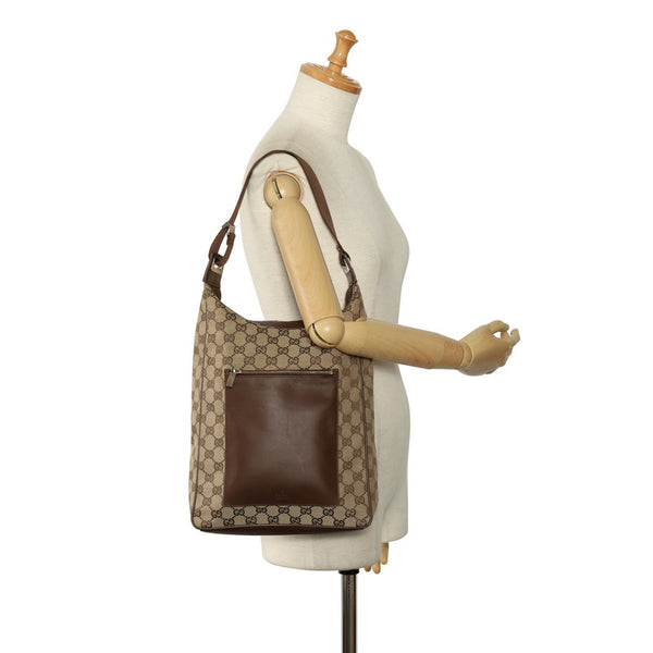 グッチ GGキャンバス ショルダーバッグ 019 0538 べージュ ブラウン キャンバス レザー レディース GUCCI 【中古】