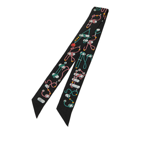 エルメス ツイリー コルダージュ CORDAGES スカーフ ブラック マルチカラー シルク レディース HERMES 【中古】