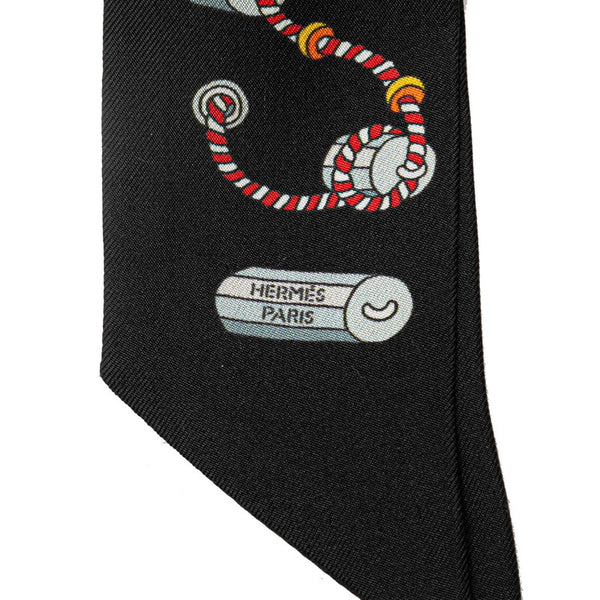 エルメス ツイリー コルダージュ CORDAGES スカーフ ブラック マルチカラー シルク レディース HERMES 【中古】
