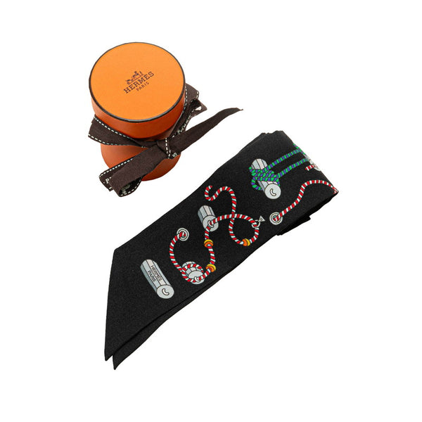 エルメス ツイリー コルダージュ CORDAGES スカーフ ブラック マルチカラー シルク レディース HERMES 【中古】