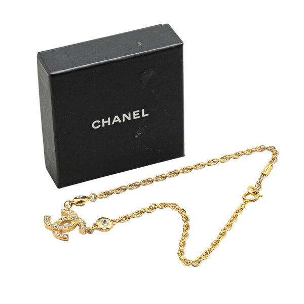 シャネル ココマーク ラインストーン ネックレス ゴールド メッキ レディース CHANEL 【中古】