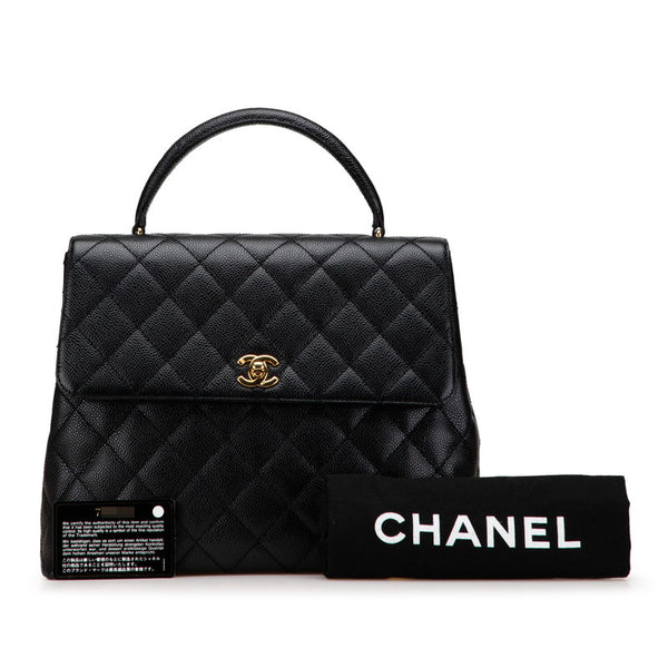 シャネル マトラッセ ココマーク ハンドバッグ ブラック キャビアスキン レディース CHANEL 【中古】