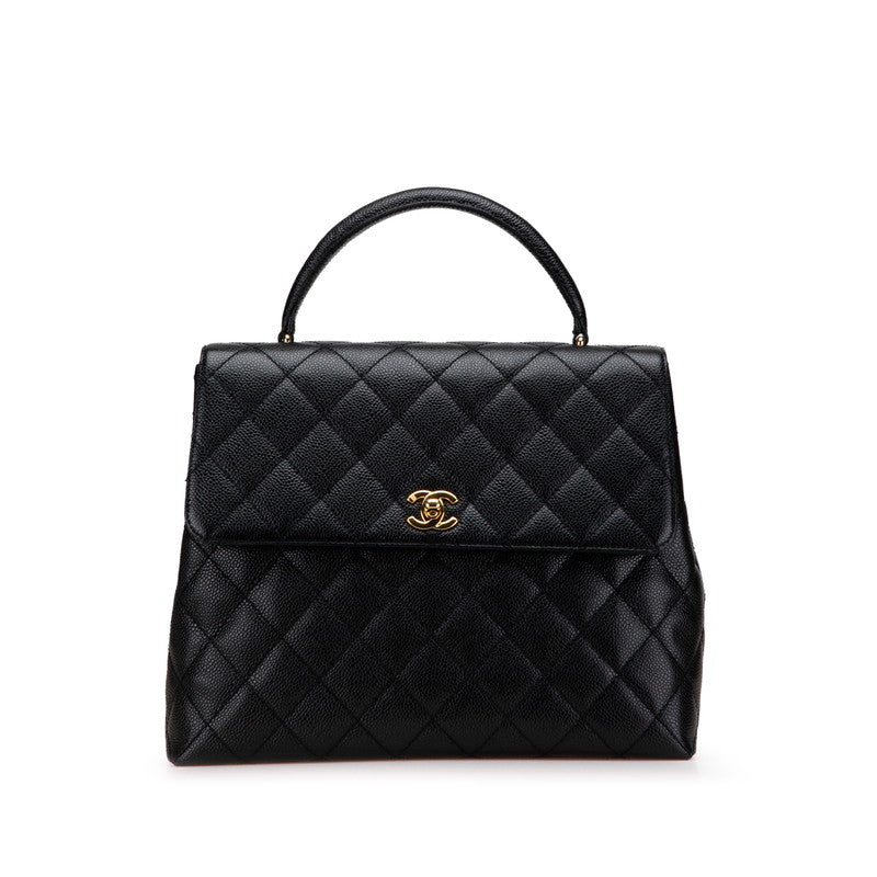 シャネル マトラッセ ココマーク ハンドバッグ ブラック キャビアスキン レディース CHANEL 【中古】