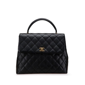 シャネル マトラッセ ココマーク ハンドバッグ ブラック キャビアスキン レディース CHANEL 【中古】