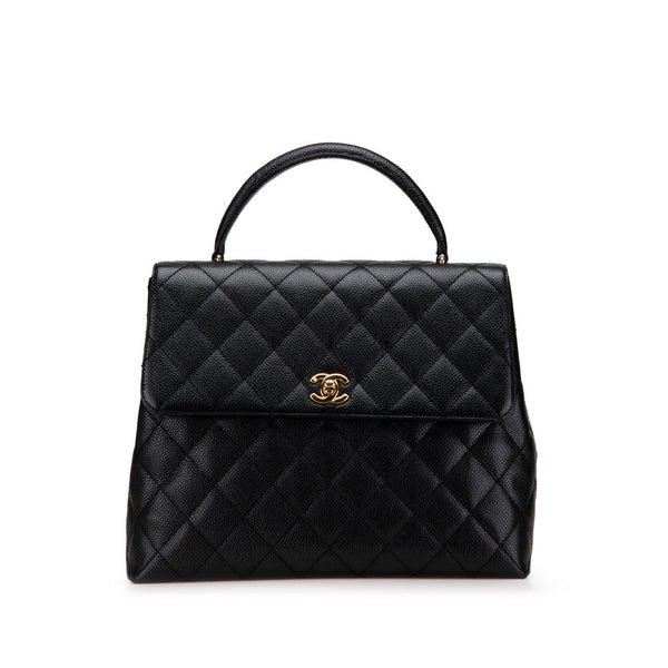 シャネル マトラッセ ココマーク ハンドバッグ ブラック キャビアスキン レディース CHANEL 【中古】