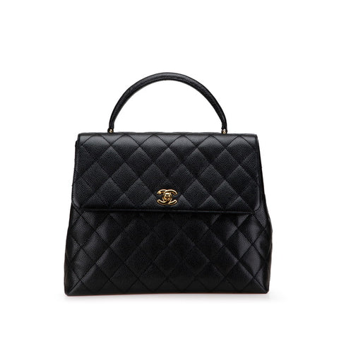 シャネル マトラッセ ココマーク ハンドバッグ ブラック キャビアスキン レディース CHANEL 【中古】