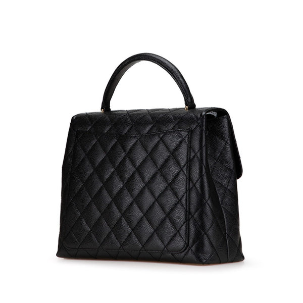 シャネル マトラッセ ココマーク ハンドバッグ ブラック キャビアスキン レディース CHANEL 【中古】
