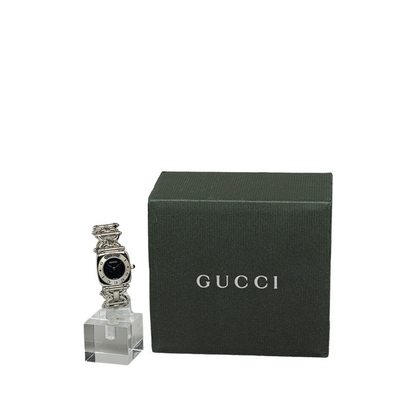 グッチ ホースビット 腕時計 6400L クオーツ ブラック文字盤 ステンレススチール レディース GUCCI 【中古】