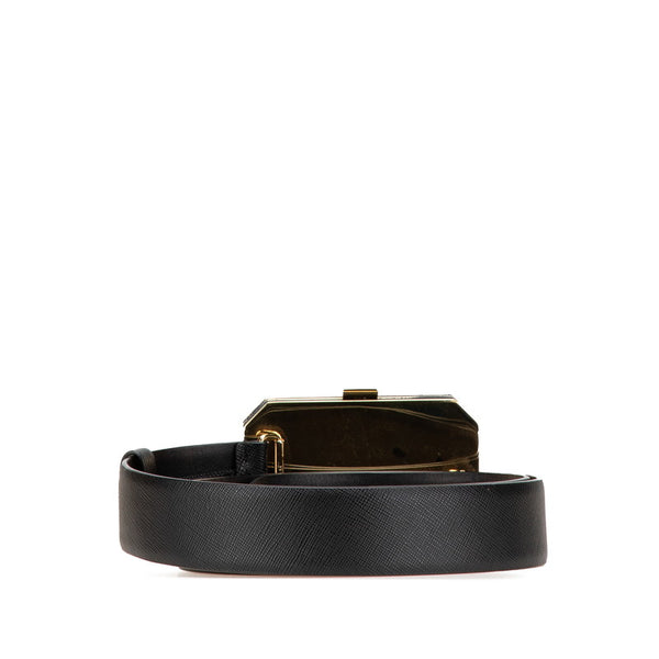 プラダ ヴァニティケース付き ベルト 1CC491 ブラック ゴールド サフィアーノレザー レディース PRADA 【中古】