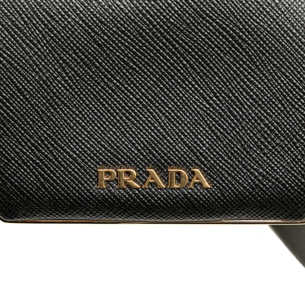 プラダ ヴァニティケース付き ベルト 1CC491 ブラック ゴールド サフィアーノレザー レディース PRADA 【中古】