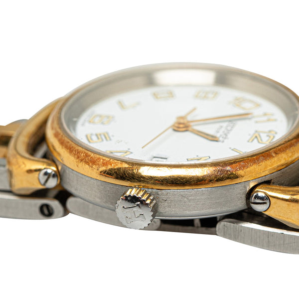 エルメス プルマン 腕時計 PU2.240 クオーツ ホワイト文字盤 ステンレススチール メッキ レディース HERMES 【中古】