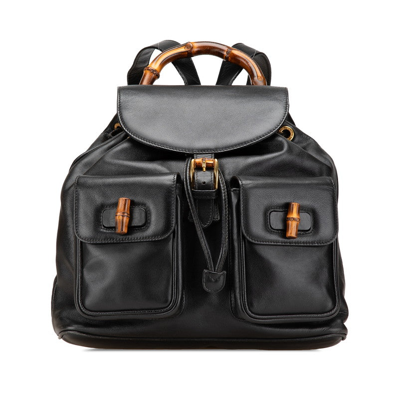 グッチ バンブー リュック バックパック 003 58 0016 ブラック レザー レディース GUCCI 【中古】