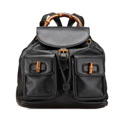 グッチ バンブー リュック バックパック 003 58 0016 ブラック レザー レディース GUCCI 【中古】