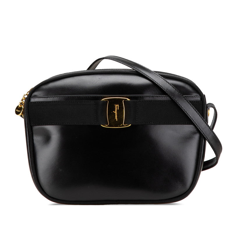 サルヴァトーレフェラガモ ヴァラ 斜め掛け ショルダーバッグ A214183 ブラック レザー レディース Salvatore Ferragamo 【中古】