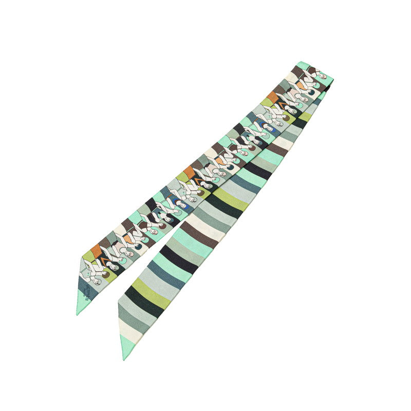 エルメス ツイリー 水遊びをする人 LES BAIGNEUSES スカーフ グリーン マルチカラー シルク レディース HERMES 【中古】