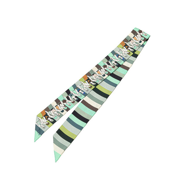 エルメス ツイリー 水遊びをする人 LES BAIGNEUSES スカーフ グリーン マルチカラー シルク レディース HERMES 【中古】