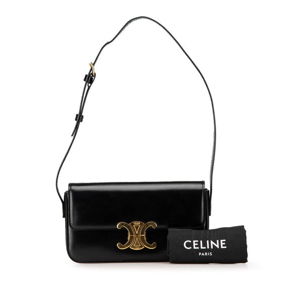 セリーヌ トリオンフ ハンドバッグ ショルダーバッグ 19414 ブラック シャイニーカーフスキン レディース CELINE 【中古】