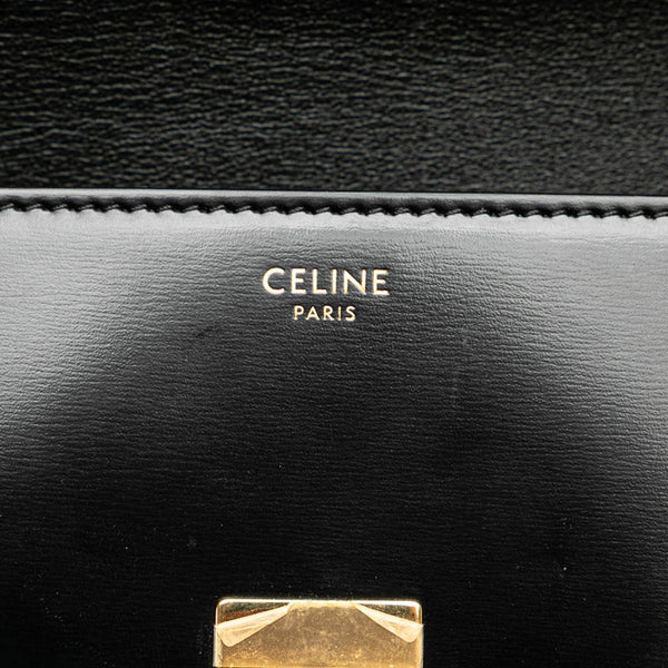 セリーヌ トリオンフ ハンドバッグ ショルダーバッグ 19414 ブラック シャイニーカーフスキン レディース CELINE 【中古】