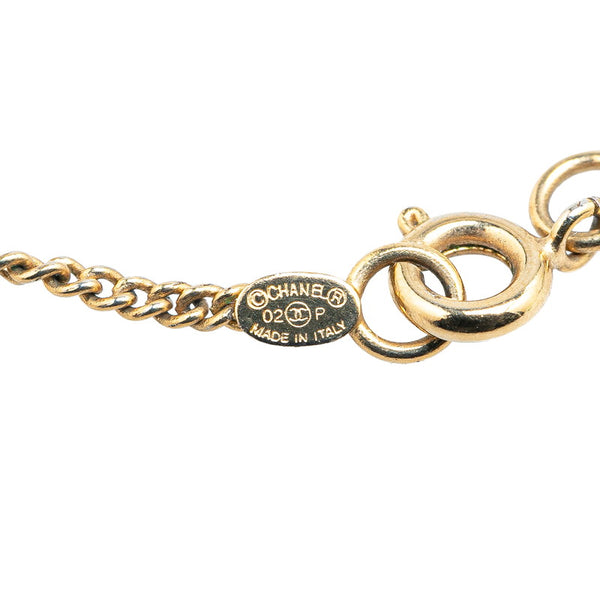 シャネル ヴィンテージ ココマーク ラインストーン ネックレス ゴールド ピンク メッキ レディース CHANEL 【中古】