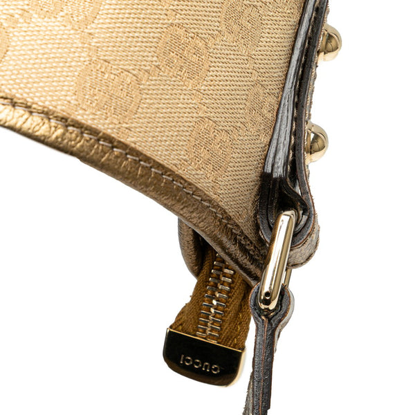 グッチ GGキャンバス 斜め掛け ショルダーバッグ 144388 ベージュ ゴールド キャンバス レザー レディース GUCCI 【中古】