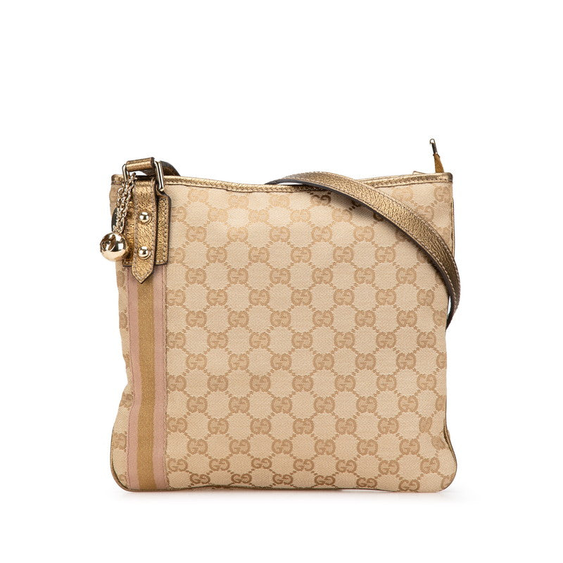 グッチ GGキャンバス 斜め掛け ショルダーバッグ 144388 ベージュ ゴールド キャンバス レザー レディース GUCCI 【中古】