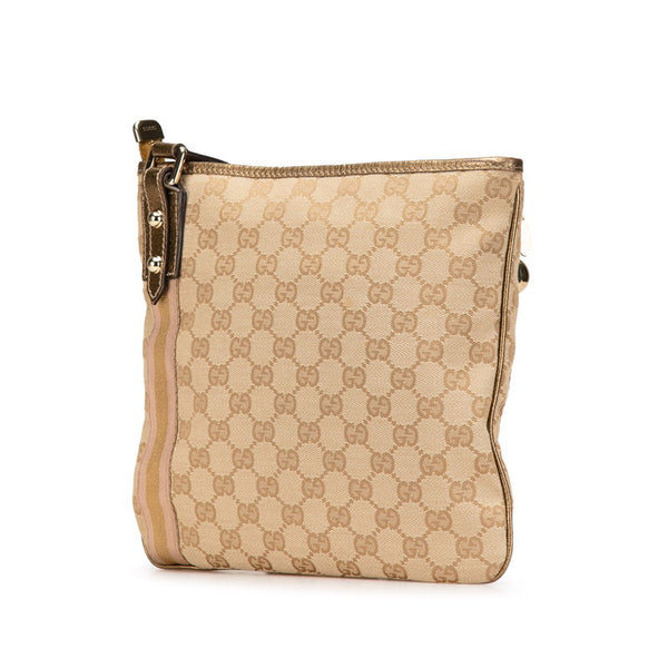グッチ GGキャンバス 斜め掛け ショルダーバッグ 144388 ベージュ ゴールド キャンバス レザー レディース GUCCI 【中古】