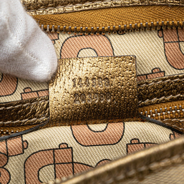 グッチ GGキャンバス 斜め掛け ショルダーバッグ 144388 ベージュ ゴールド キャンバス レザー レディース GUCCI 【中古】