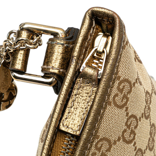 グッチ GGキャンバス 斜め掛け ショルダーバッグ 144388 ベージュ ゴールド キャンバス レザー レディース GUCCI 【中古】
