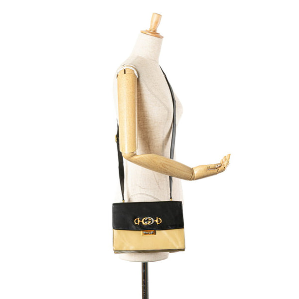 グッチ ズゥミ ホースビット ショルダーバッグ 576388 ベージュ イエロー ブラック レザー レディース GUCCI 【中古】