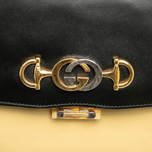 グッチ ズゥミ ホースビット ショルダーバッグ 576388 ベージュ イエロー ブラック レザー レディース GUCCI 【中古】