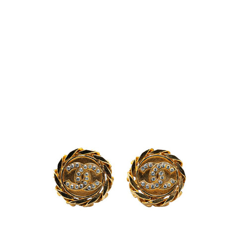 シャネル ココマーク ラインストーン イヤリング ゴールド メッキ レディース CHANEL 【中古】
