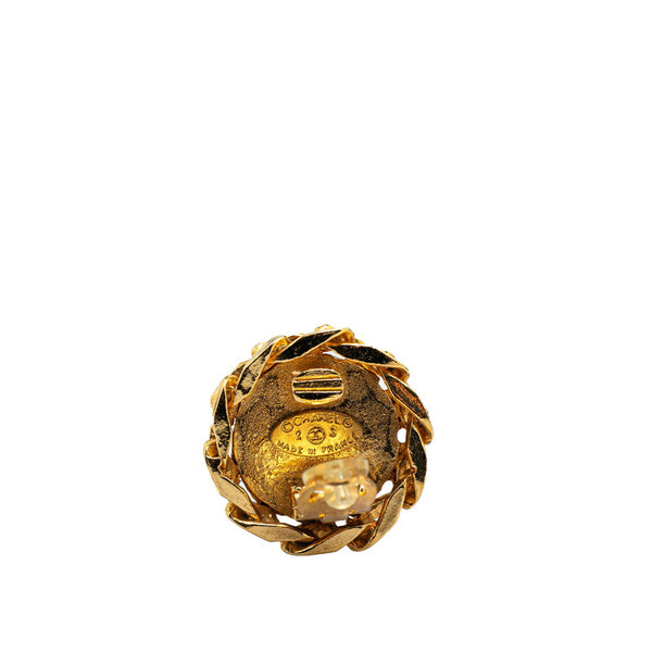 シャネル ココマーク ラインストーン イヤリング ゴールド メッキ レディース CHANEL 【中古】