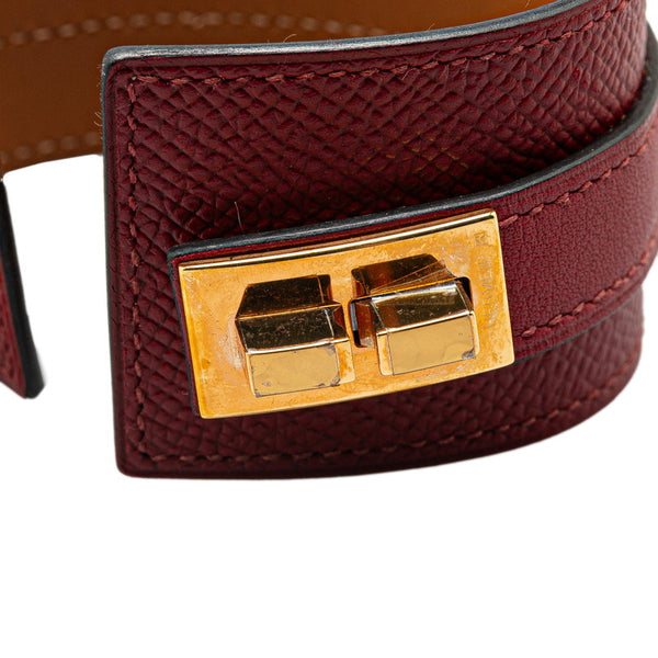 エルメス ドラッグ ブレスレット レッド ヴォーエプソン メッキ レディース HERMES 【中古】