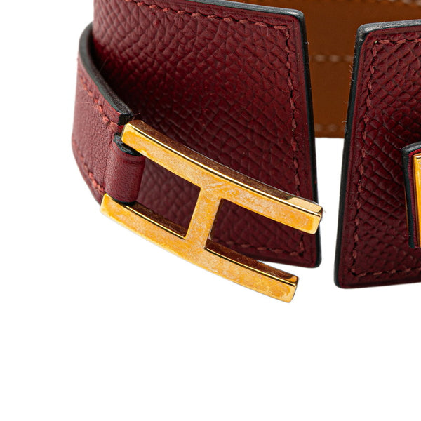 エルメス ドラッグ ブレスレット レッド ヴォーエプソン メッキ レディース HERMES 【中古】