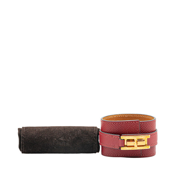 エルメス ドラッグ ブレスレット レッド ヴォーエプソン メッキ レディース HERMES 【中古】