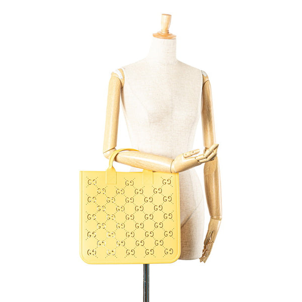グッチ チルドレンズGG パンチングロゴ キッズ トートバッグ ハンドバッグ 679365 イエロー ラバー レディース GUCCI 【中古】