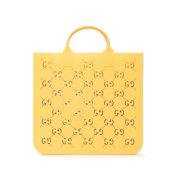 グッチ チルドレンズGG パンチングロゴ キッズ トートバッグ ハンドバッグ 679365 イエロー ラバー レディース GUCCI 【中古】
