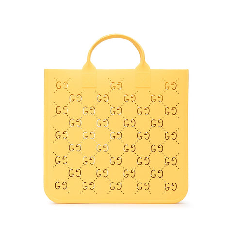 グッチ チルドレンズGG パンチングロゴ キッズ トートバッグ ハンドバッグ 679365 イエロー ラバー レディース GUCCI 【中古】